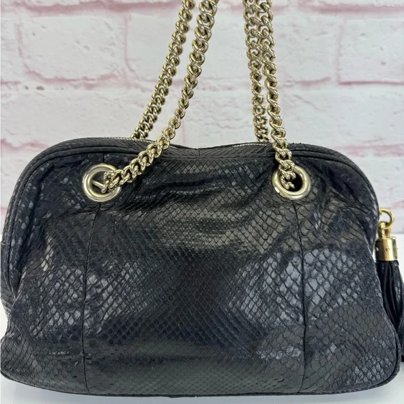 Gucci RARE Black Python SoHo Chain Tassel Shoulder Bag - Picture 4 of 16